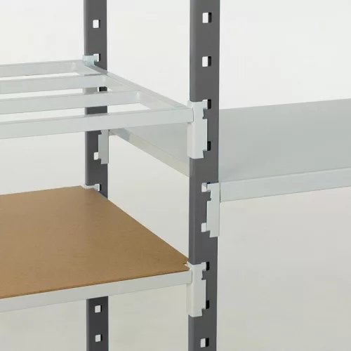 Többcélú, csavarmentes polcrendszer, csavarmentes polcrendszer, 7 csőacél polc, alsó rész, polcterhelés 124 kg, széxméxma 1500x600x2750 mm, tartók ral 7024 grafitszürke, polcok ral 7035 világosszürke