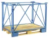 Raklapfelépítmény, magasság 1600 mm, 800x1200 mm-es raklapokhoz, teherbírás 1000 kg, ral 5012 világoskék, függőleges, egyenes merevítőkkel