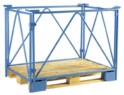 Raklapfelépítmény, magasság 1600 mm, 800x1200 mm-es raklapokhoz, teherbírás 1000 kg, ral 5012 világoskék, függőleges, egyenes merevítőkkel
