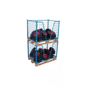   Raklapfelépítmény, 1200 mm magas, 1000x1200 mm-es raklapokhoz, teherbírás 750 kg, ral 5012 világoskék, 4 fix fallal és v-alakú nyílással