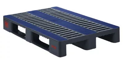 3 talpas hdpe raklap, statikus/dinamikus teherbírás 5000/1000 kg, szürke, széxméxma 1200x800x145 mm, peremmel