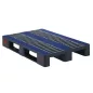   3 talpas hdpe raklap, csúszásgátló felülettel, statikus/dinamikus teherbírással. 7500/1500 kg, széxméxma 1200x800x160 mm, perem nélkül, szürke/kék színű