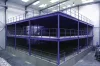 Raktárgaléria, bővítőállás 2 tartóval és 3 főgerendával, teherbírás 350 kg/m², széxméxma 4000x4000x2500 mm
