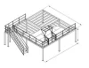 Raktárgaléria, bővítőállás 2 tartóval és 3 főgerendával, teherbírás 350 kg/m², széxméxma 4000x4000x2500 mm