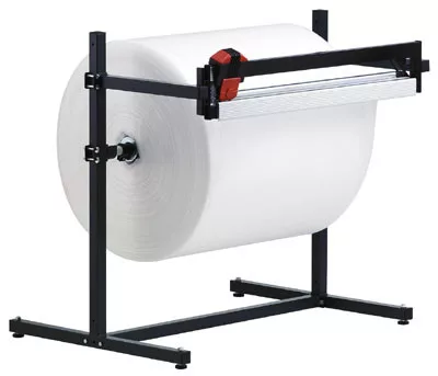 Vágóállvány, vízszintes, max. 800 mm-es tekercsátmérő, állítható kilépési magasság és tekercstengely, vágási szélesség 750 mm, sz x m x ma 1120x850x1165 mm
