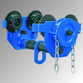   Perem alatti kocsi sebességváltóval, tekercses kocsi horganyzott végtelen lánccal, teherbírás 500 kg, 64-203 mm peremszélességhez