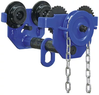 Perem alatti kocsi sebességváltóval, tekercses kocsi horganyzott végtelen lánccal, teherbírás 500 kg, 64-203 mm peremszélességhez