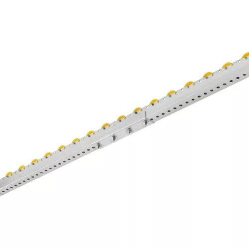 Görgős sorok, 30x35,5x30 mm profil, horganyzott, műanyag görgő peremmel, átmérő. 30/44 mm, teherbírás 12 kg/görgő, középtávolság 50 mm
