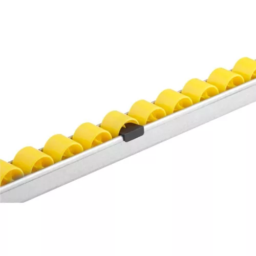 Görgős sorok, 30x35,5x30 mm profil, horganyzott, műanyag görgő peremmel, átmérő. 30/44 mm, teherbírás 12 kg/görgő, középtávolság 50 mm