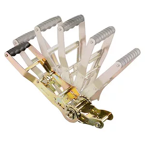 Kétrészes rögzítőpánt, hosszú karos nyomóracsni + keretkampó, 4000 dan szakítóerő. id umr., gurtbr. 50 mm, h 4 m, kék színű, 4 csík, 2 db-os csomag