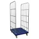 Könnyűáru komissiózó kocsi, 3 oldalas, hasznos magasság 1460 mm, hxszxm 810x720x1640 mm, hdpe alaplap, ral 5010 enciánkék
