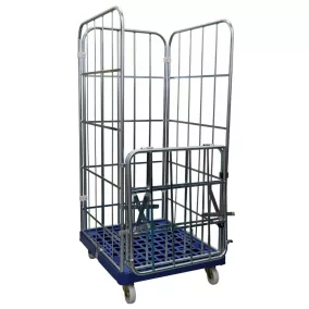   Könnyűáru komissiózó kocsi, 4 oldalas (félig lehajtható előlap), hasznos magasság 1460 mm, teherbírás 500 kg, hxszxm 810x720x1640 mm, hdpe alaplap, ral 5010 enciánkék