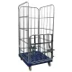 Könnyűáru komissiózó kocsi, 4 oldalas (félig lehajtható előlap), hasznos magasság 1460 mm, teherbírás 500 kg, hxszxm 810x720x1640 mm, hdpe alaplap, ral 5010 enciánkék