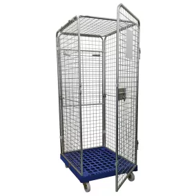   Dróthálós falú kocsi, 5 oldalas (1 ajtós), 1 polccal, hasznos magasság 1585 mm, hxszxm 815x724x1800 mm, hdpe alaplap, ral 5010 enciánkék