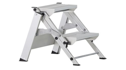 Biztonsági lépcsők, összecsukható, kockás lemezborítással, konzol nélkül, platformmagasság 440 mm, 2 lépcsőfok, munkamagasság 2450 mm, lépcsők szélessége x mélysége 360x205 mm, 4,7 kg