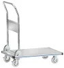 Alumínium platformkocsi, 2 forgó és 2 fix görgővel, tömörgumi kerekekkel, rakodófelülettel. 740x480 mm, széxhxm 495x760x120/860 mm