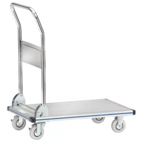   Alumínium platformkocsi, 2 forgó és 2 fix görgővel, tömörgumi kerekekkel, rakodófelülettel. 740x480 mm, széxhxm 495x760x120/860 mm