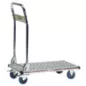   Alumínium platformkocsi, 2 forgó és 2 fix görgővel, tömörgumi kerekekkel, rakodófelülettel. 740x480 mm, széxhxm 495x760x120/860 mm