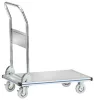 Alumínium platformkocsi, 2 forgó és 2 fix görgővel, tömörgumi kerekekkel, rakodófelülettel. 740x480 mm, széxhxm 495x760x120/860 mm