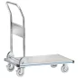   Alumínium platformkocsi, 2 forgó és 2 fix görgővel, tömörgumi kerekekkel, rakodófelülettel. 740x480 mm, széxhxm 495x760x120/860 mm