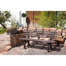   Műanyag parkpad, 5 üléses és 4 háttámlás léccel, 50x30 mm, szélesség 1500 mm, barna