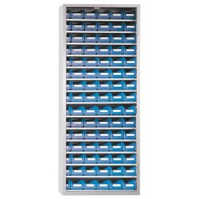   Tárolószekrény, ajtók nélkül, 14 polccal, 90xgr dobozokkal. 7, szé x mé x ma 690x285x1600 mm, ral 7035 világosszürke