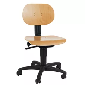   Munkaszék, lakkozott bükkfa, görgőkkel, ülésszélesség x ülésmélység 440 x 380 mm, ülésmagasság 420-550 mm
