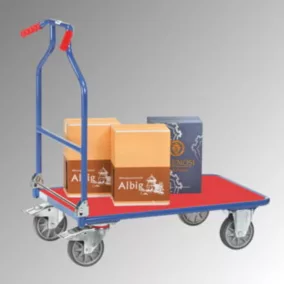   Optiliner, rakodófelület hxsz 900x600 mm, külső méretek hxszxm 1010x620x1030 mm, összecsukható tolófogantyú, teherbírás 400 kg, kék/piros