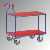 Optiliner asztali kocsi, 2 rakodófelülettel hxsz 900x600 mm, külső méretek hxszxm 1115x600x1030 mm, teherbírás 400 kg, kék/piros