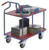 Optiliner asztali kocsi, 2 rakodófelülettel hxsz 900x600 mm, külső méretek hxszxm 1115x600x1030 mm, teherbírás 400 kg, kék/piros