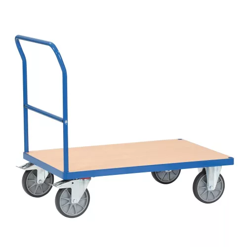 Tolókaros kocsi, rakodófelület hxsz 850x500 mm, külső méretek hxszxm 975x509x948 mm, teherbírás 500 kg, ral 5007 ragyogó kék