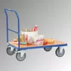 Tolókaros kocsi, rakodófelület hxsz 1200x800 mm, külső méretek hxszxm 1325x809x990 mm, teherbírás 600 kg, ral 5007 ragyogó kék