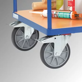 Tolókaros kocsi, rakodófelület hxsz 1200x800 mm, külső méretek hxszxm 1325x809x990 mm, teherbírás 600 kg, ral 5007 ragyogó kék