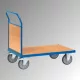 Végfalas kocsi fa végfallal, rakodófelület hxszxm 1000x700 mm, külső méretek hxszxm 1120x709x990 mm, teherbírás 600 kg, ral 5007 ragyogó kék