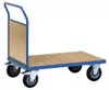 Végfalas kocsi fa végfallal, rakodófelület hxszxm 1000x700 mm, külső méretek hxszxm 1120x709x990 mm, teherbírás 600 kg, ral 5007 ragyogó kék