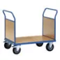   Kétoldalas kocsi fa végfalakkal, rakodófelület hxszx850x500 mm, külső méretek hxszxm 1030x509x948 mm, teherbírás 500 kg, ral 5007 ragyogó kék