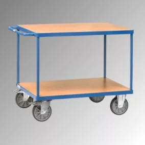   Asztalkocsik, 2 rakodófelülettel hxsz 1000x700 mm, külső méretek hxszxm 1197x709x900 mm, teherbírás 600 kg, ral 5007 ragyogó kék