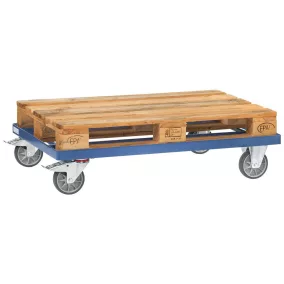  Raklap alváz, sarokfogók nélkül, 1200x800 mm-es raklapokhoz, teherbírás 500 kg, tpe gumiabroncsok, ral 5007 ragyogó kék