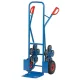 Acélcső lépcsőkocsi, plató szélessége x mélysége 320x250 mm, magassága x szélessége 1300x590 mm, teherbírása 200 kg, 2 db pneumatikus kerék + 2 db ötkarú kerékagy, ral 5007 kék