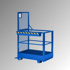   Munkakosár keskeny oldalról felvehető, 2 személy számára alkalmas, széxméxma 800x1200x1900 mm, teherbírás 300 kg, ral 5010 enciánkék