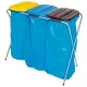 Szemeteszsák-tartó állvány 3x70 literes szemeteszsákhoz, szorítógyűrűvel, fix, műanyag fedéllel (1 db fekete, sárga és kék), széxméxma 960x410x810 mm