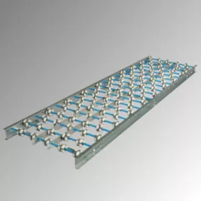   Körbefutó görgős szállítószalag görgőkkel, nyomtávolság 300 mm, középtávolság 75 mm, egyenes szakasz 525 mm