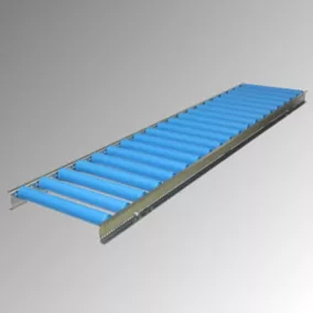   Könnyű görgős szállítószalag műanyag görgőkkel, szállítószalag szélessége 300 mm, teljes szélesség 340 mm, középtávolság 75 mm, egyenes 975 mm