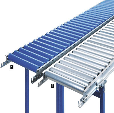 Könnyű görgős szállítószalag műanyag görgőkkel, pályaszélesség 300 mm, teljes szélesség 340 mm, tengelytávolság 100 mm, egyenes 1 m