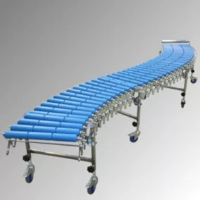   Ollós görgős szállítószalag műanyag görgőkkel, szállítószalag szélessége 300 mm, 1,9-4,4 m-ig kihúzható