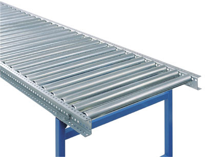 Nagy teherbírású görgős szállítószalag acélgörgőkkel, nyomtávolság 1000 mm, teljes szélesség 1080 mm, tengelytávolság 100 mm, egyenes 1 m