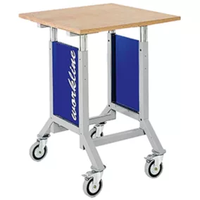   Mobil munkaasztal fokozatmentes magasságállítással, széxméxma 750x750x980-1250 mm, ral 7035/5013