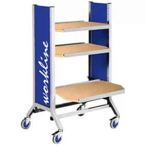   Mobil anyagszállító kocsi 2 kihúzható polccal, széxméxma 700x610x950 mm, ral 7035/5013