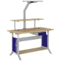   Munkaállomás-rendszer, bükk multiplex lap, széxméxma 1500x750x735-1100 mm, magasságállítás szorítóval, 1 szerelőkeret, ral 7035/5013