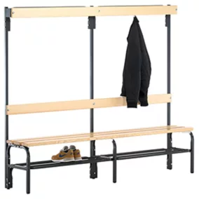   Egyoldalas pad, akasztós sín, cipőtartó nélkül, mé x ma 375x1650 mm, hosszúság 1015 mm, ral 7016